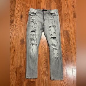 Jordan Craig Gray Skinny Distressed Jeans